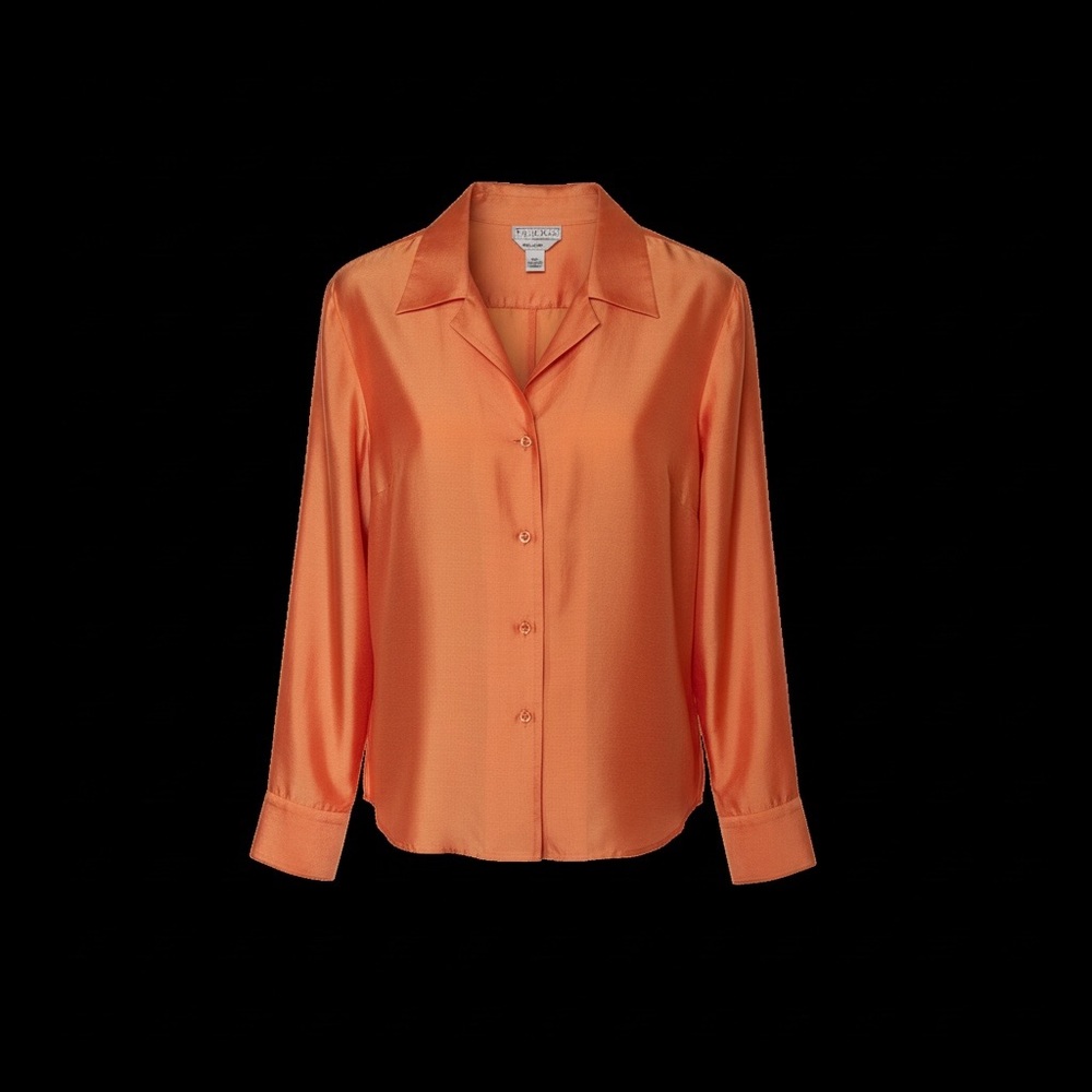 Talbots Women’s Pure Silk Blouse in Bright Orange